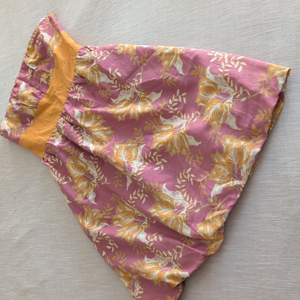 Pink and Orange Floral Strapless Dress